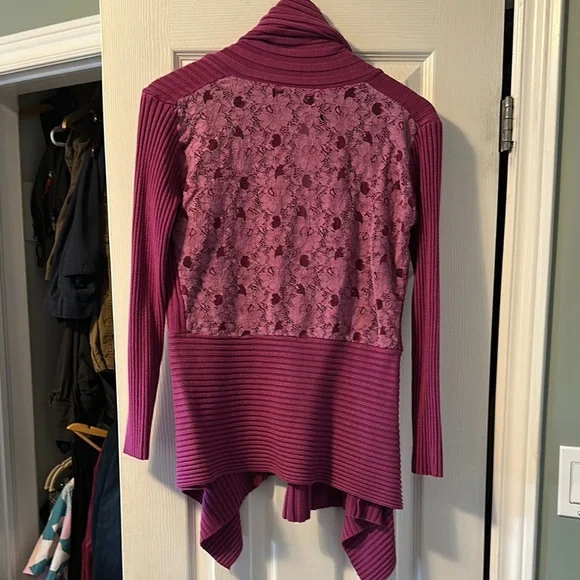 Elegant Purple Cardigan with Shawl Collar - Picture 6 of 7